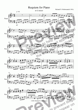 page one of Requiem for Piano in G minor