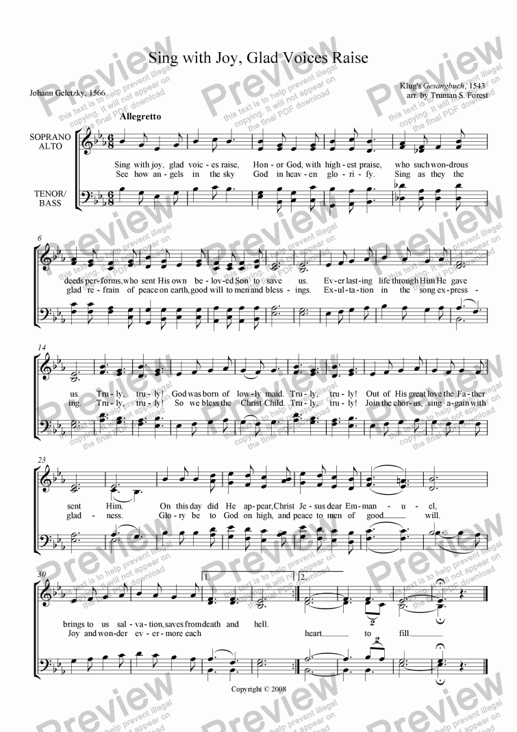 page one of Sing With Joy, Glad Voices Raise