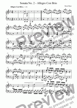 page one of Sonata No. 2 - Allegro Con Brio