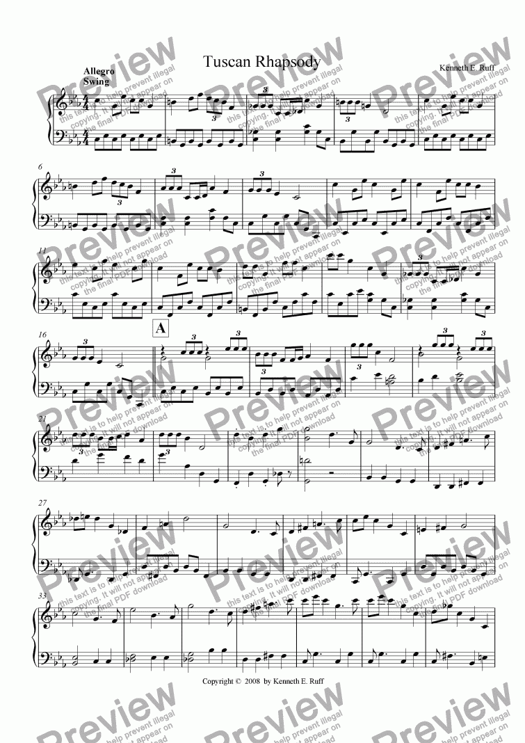 page one of Tuscan Rhapsody