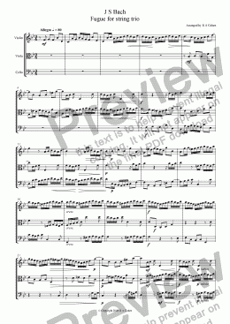 page one of Bach - FUGUE for string trio