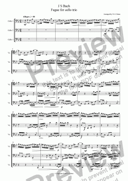 page one of Bach - FUGUE for cello trio