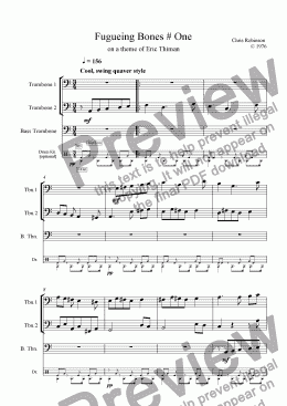 page one of Fugueing Bones # One - for  Trombone Trio