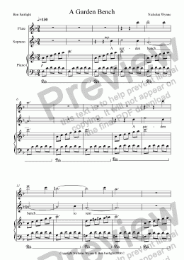 page one of A Garden Bench for Voice, Flute and Piano