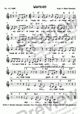 page one of Scripture Memory Song - Whatever! (Phil. 4:8-9)