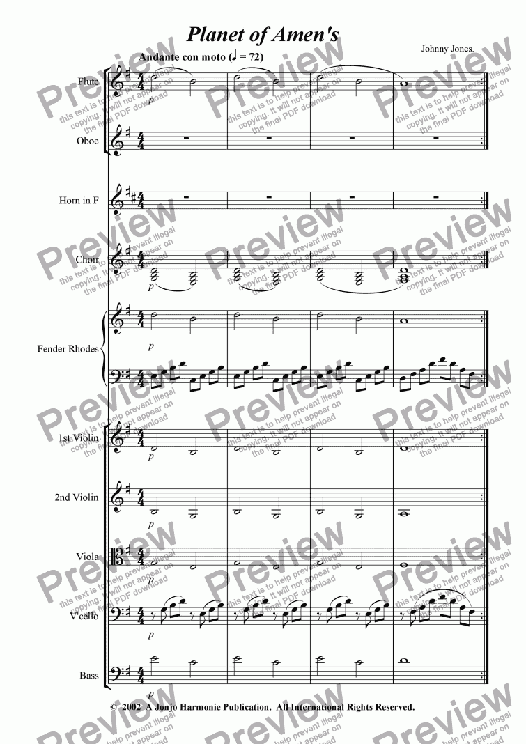 page one of Planet of Amen's  ( from Planet Suite, Studio Orchestra )