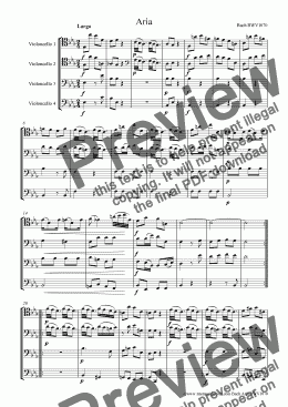 page one of Bach Aria BWV1070 for Cello Quartet