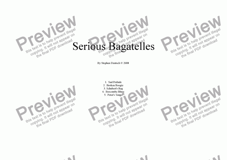 page one of Serious Bagatelles