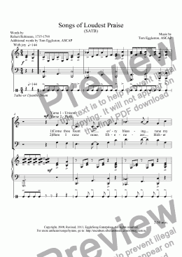 page one of Songs of Loudest Praise, SATB
