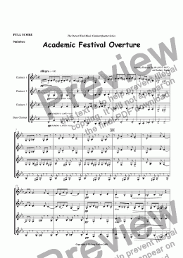 page one of Academic Festival Overture arr for Clarinet Quartet