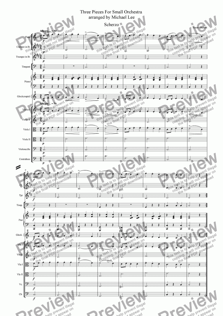 page one of Three Pieces For Small Orchestra