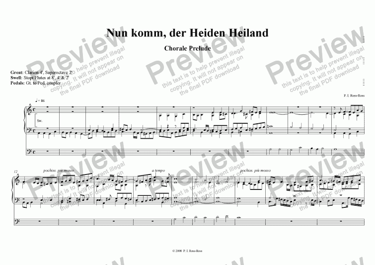 page one of Chorale Prelude �Nun komm, der Heiden Heiland�
