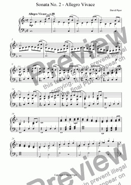 page one of Sonata No. 2 - Allegro Vivace