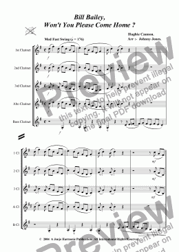 page one of Bill Bailey   (Clarinet Choir)