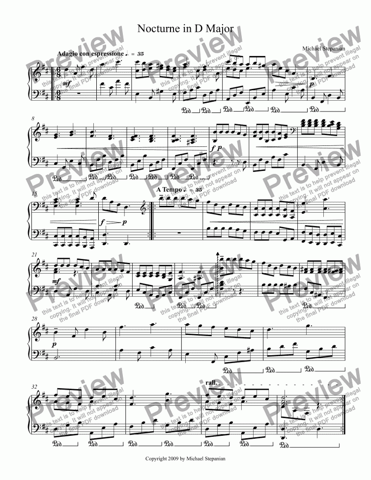 page one of Nocturne in D Major
