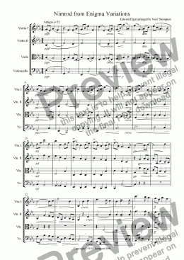 page one of In Memoriam-Nimrod from Enigma Variations arr.for String Quartet
