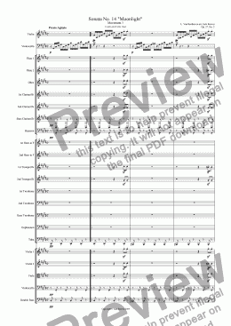 page one of Moonlight Sonata - 3rd Movement (C# Minor) - Orchestra with Violin and Cello Duet