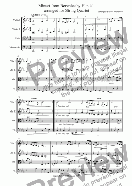 page one of In Memoriam-Minuet from Berenice by Handel arr. for String Quartet
