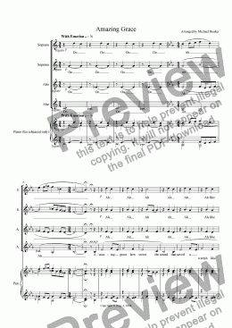 page one of Amazing Grace for Female Choir