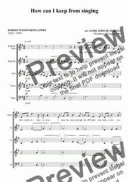 page one of How can I keep from singing? [S/SATB]