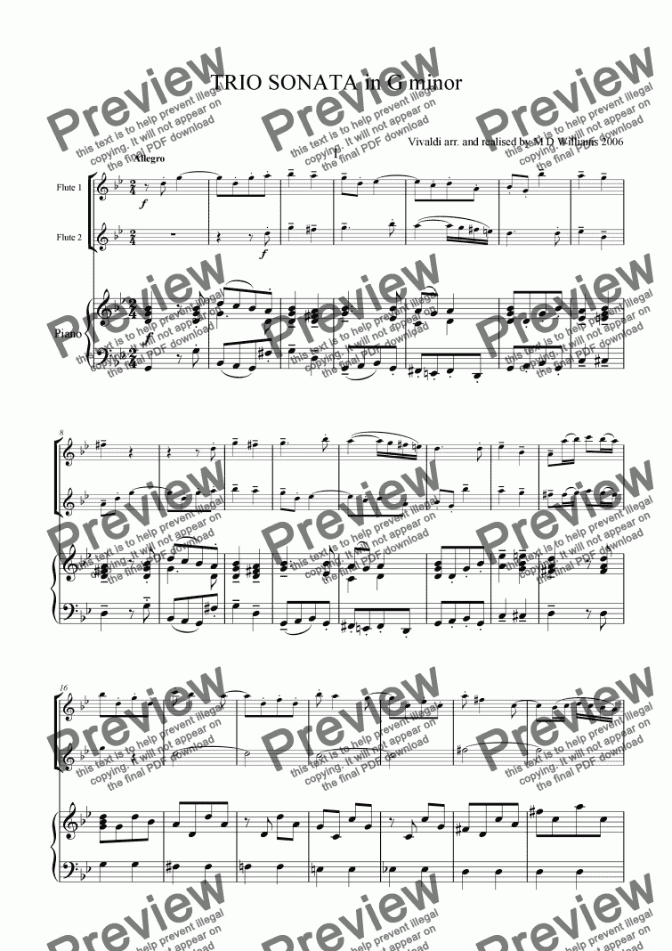 page one of Vivaldi Trio Sonata in G minor 1st Movement