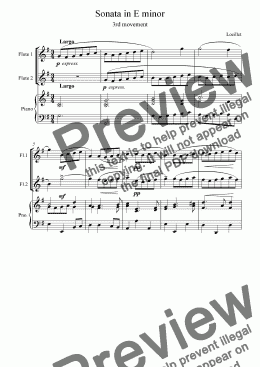 page one of Loeillet Trio Sonata in E minor 3rd movement