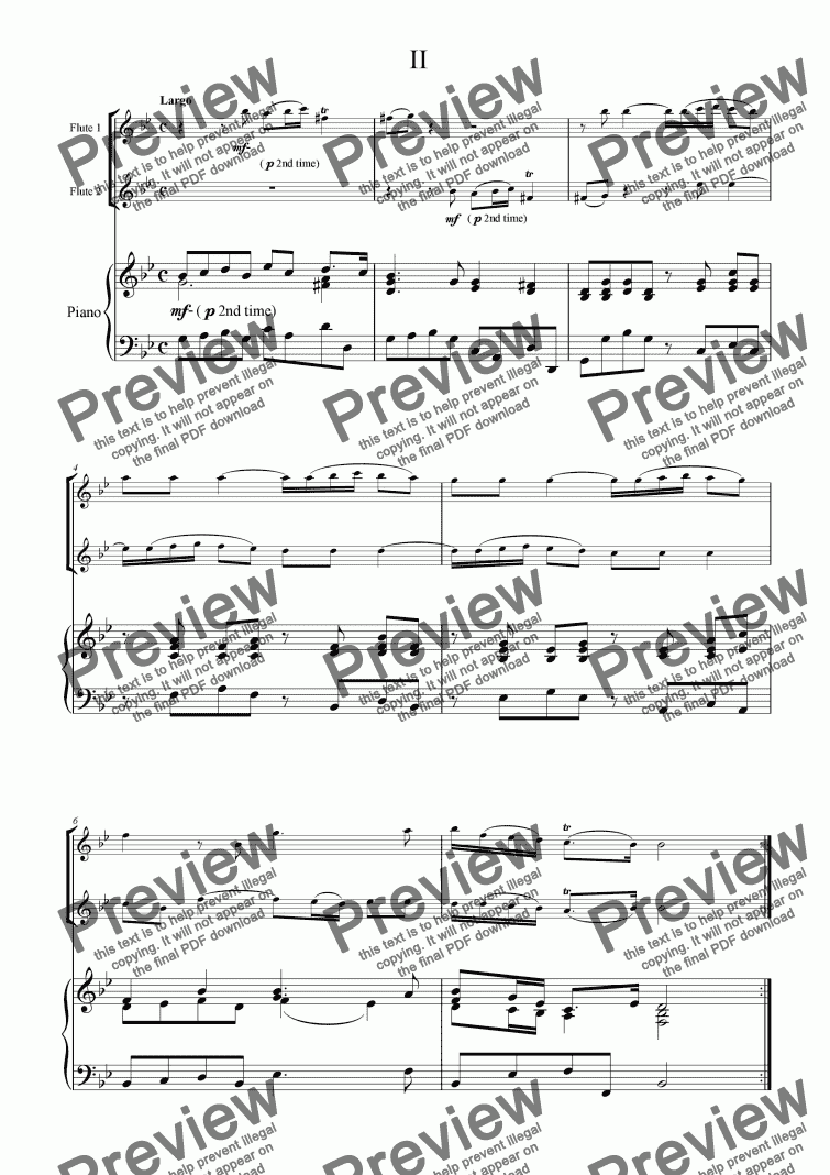 page one of Vivaldi Trio Sonata in G minor 2nd movement