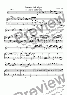 page one of Sonatina in F Major for Violin and Piano