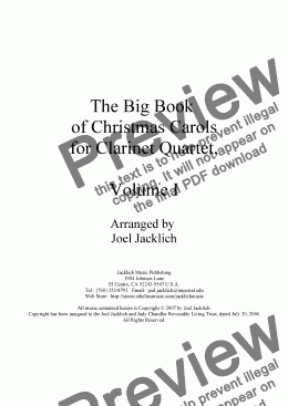 page one of The Big Book of Christmas Carols I for Clarinet Quartet