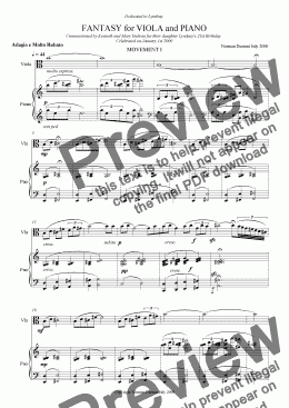page one of Fantasy for Viola and Piano Movement I