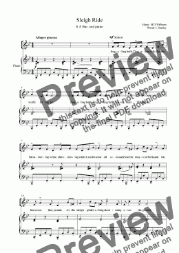 page one of Christmas:Tyrolean Sleigh Ride for SAB choir and piano