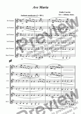 page one of Ave Maria    (Clarinet Choir of  6+)