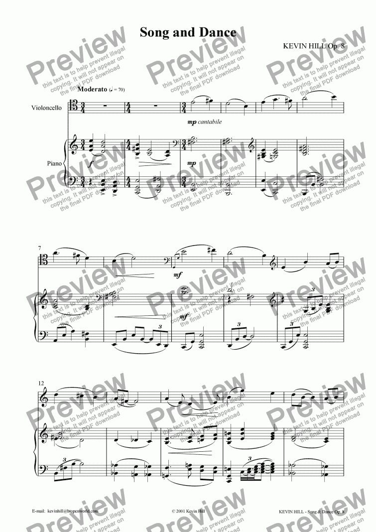 page one of Song & Dance Op. 8