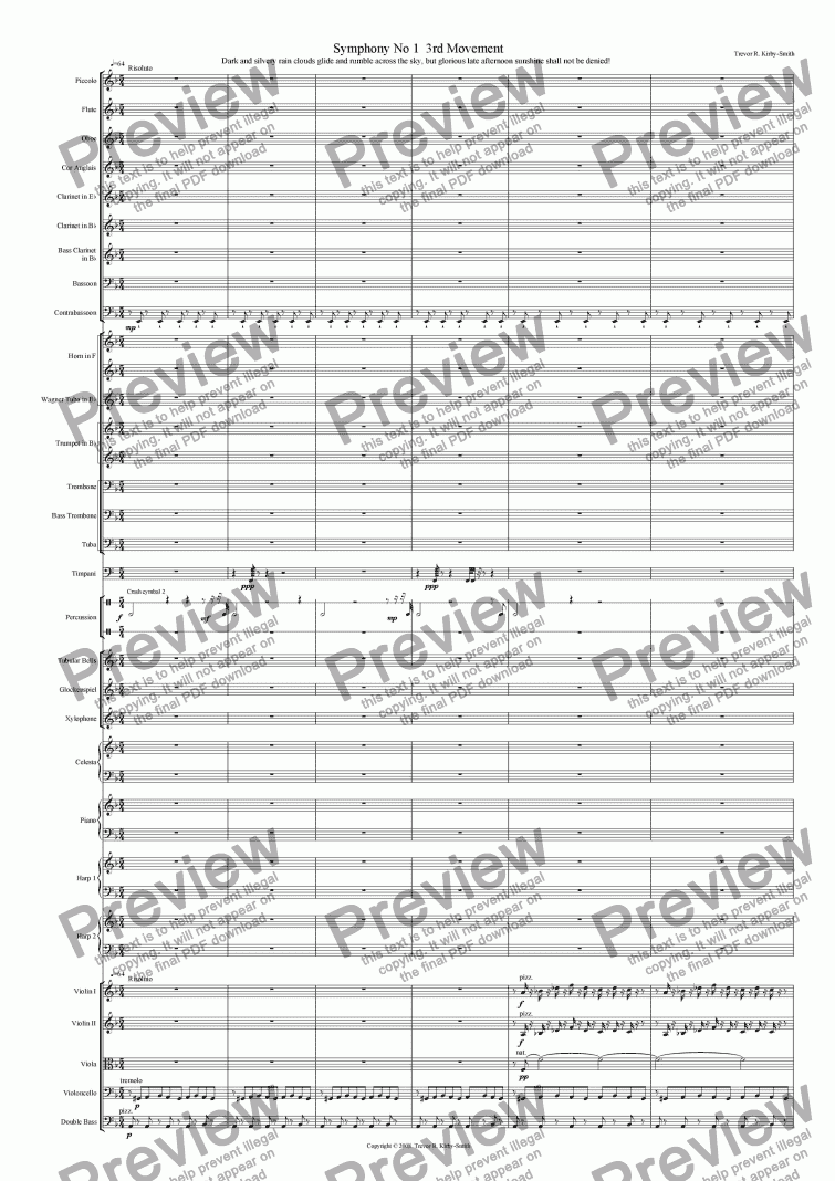 page one of Opus 20 Orchestral Suite No 1 3rd Movement