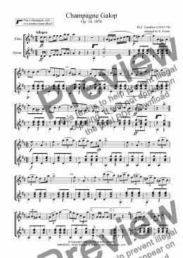 page one of Champagne Galop for flute and guitar