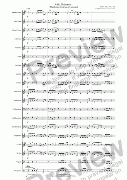 page one of Rule Britannia! (When Britain first at heav'n's command) for Brass Band