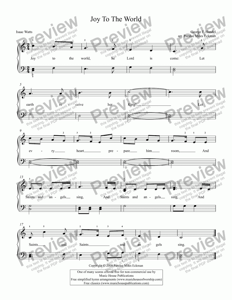 Joy to the World (Easy Piano/Vocal) - Download Sheet Music PDF file