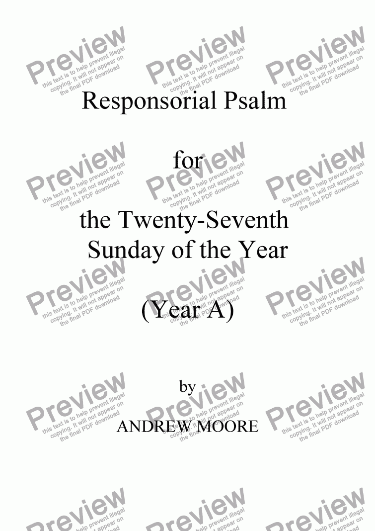 page one of Twenty-Seventh Sunday of the Year (A)
