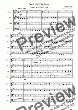 page one of Ochs atrib Handel Dank Sei Dir, Herr for String Quartet.