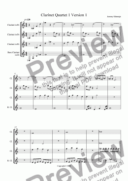 page one of Clarinet Quartet 1 Version 2