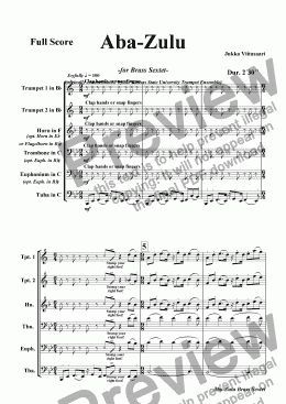 page one of Aba-Zulu (for brass sextet)