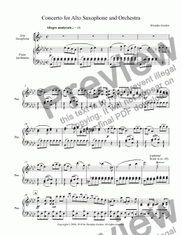 page one of Concerto for Alto Saxophone in A-flat Major, complete sax + piano score