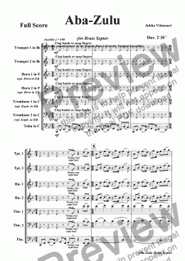 page one of Aba-Zulu (for brass septet)