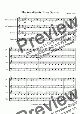 page one of The Wendigo for Brass Quartet