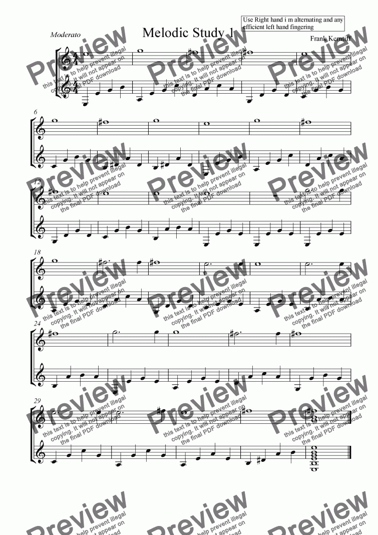 page one of Melodic Study 1
