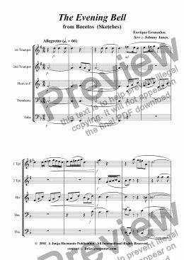 page one of Evening Bell The   (from "Bocetas",  Brass Quintet + )