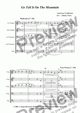 page one of Go Tell It On the Mountain  (Swing, Brass Quintet + )