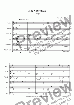 page one of A Rhythmia - for String Orchestra - 2. "Elegy"