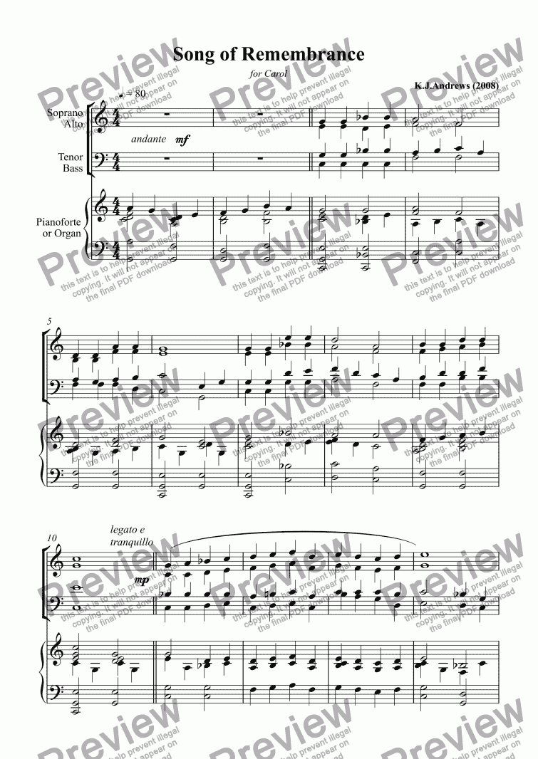 page one of Song of Remembrance