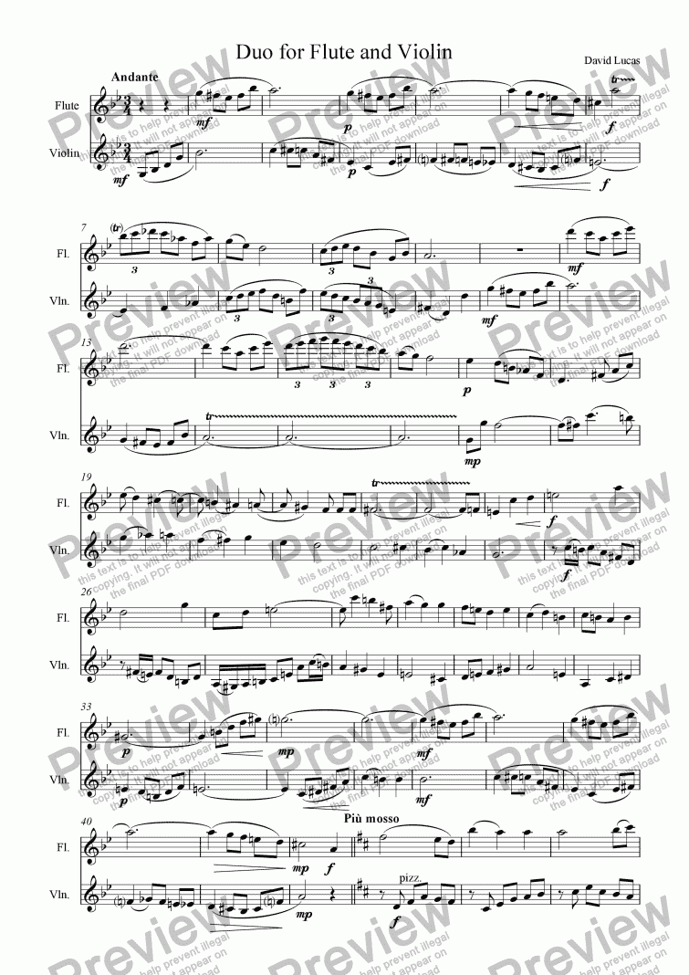 page one of Duo for Flute and Violin